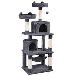 Yaheetech - Arbre à Chats 149 cm Griffoir Grattoir avec Base Plus Large/Grand Hamac/2 Niche/2 Perchoirs/2 Boules de Peluche/Corde de Sisal