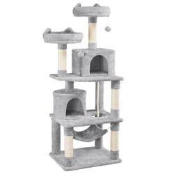 Yaheetech - Arbre à Chats 158 cm Griffoir Grattoir avec Base Plus Large/Grand Hamac/2 Niche/2 Perchoirs/2 Boules de Peluche/Corde de Sisal