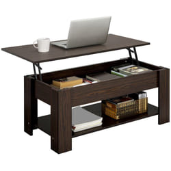 Yaheetech - Table basse avec Plateau Relevable Table de salon Moderne avec Etagère de Rangement Compartiment Caché pour Salon Bureau 98 x 50 x 42 cm