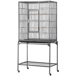Cage Oiseaux 81 x 47 x 160 cm Volière Perruche Perruquet Canaris sur roulettes avec Support Détachable - Yaheetech