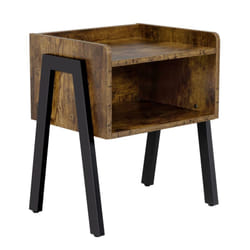 Table de Chevet Industrielle Table d'appoint Vintage Table de Nuit Rétro avec Compartiment Ouvert Bout de Canapé Bois pour Salon Chambre Couloir