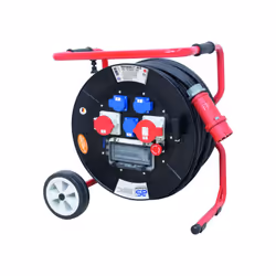 Enrouleur MAMMOUTH roulant 40m - 826408 - Enrouleur d'alimentation sur roulette 32A IP44 équipé : alimentation câble H07RNF5G ...