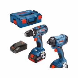 Description générale Pack d'outils professionnels sans fil Bosch, composé d'une perceuse visseuse GSR 18V-28 et d'une visseus ...