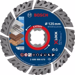 Bosch EXPERT MULTIMATERIAL X-LOCK, Disque de coupe, Brique, Béton, Ciment dur, pierre, Bosch, 2,22 cm, 12,5 cm, 2,4 mm