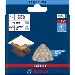 Abrasif maillé Bosch M480; 93 mm; P80/120/180; 6 unités