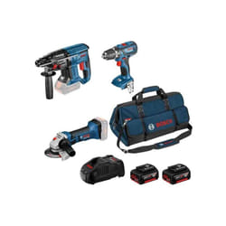 Bosch - Kit de 3 outils (Perceuse - Meuleuse - Perforateur) - 18V - Bleu