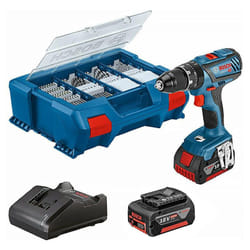 Perceuse Visseuse à percussion sans fil Bosch 06019H110C gsb 18V-21 Professional (2 x 4,0Ah) avec 82 accessoires
