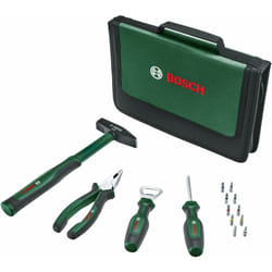 Outils à main Bosch Easy Starter (pince combinée, tournevis, ouvre-bouteille, marteau, 10 embouts, ensemble de 14 pièces)