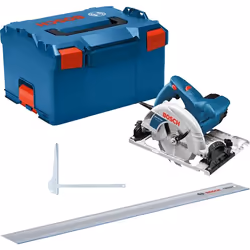 Bosch GKS 55+ GCE + FSN 1400, Bois, Noir, Bleu, Sans brosse, 16,5 cm, 4700 tr/min, 6,3 cm