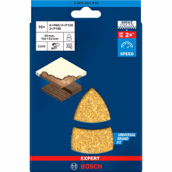 Papier de sable Bosch C470; 102x62/93 mm; K60/120/180; 10 unités