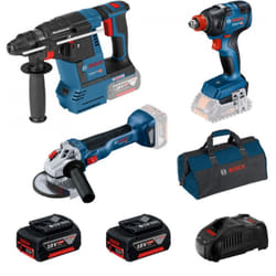 Ensemble d'outils Bosch 0615990N21 (GBH 18V-26 + GDX 18V-200 + GWS 18V-10); 18 V; 2x5,0 Ah accu.