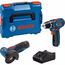 Description générale Le kit combo Bosch Professional GSR 12V-15 et GWS 12V-76 est un ensemble d'outils électriques compacts e ...