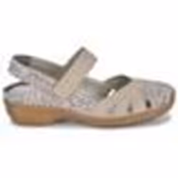 Sandales compensées - RIEKER - Modèle Beige/multicolore - Talon de 61 cm - Bride réglable - Femme