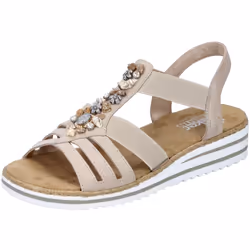 Sandales pour dames Beige - RIEKER - Plat - Textile - Basse - Adulte