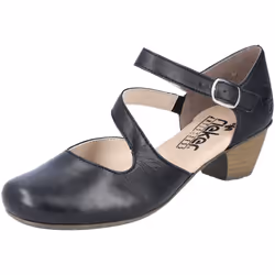 Escarpins femme Rieker - Cuir noir - Talon bottier 4cm - Boucle à ardillon