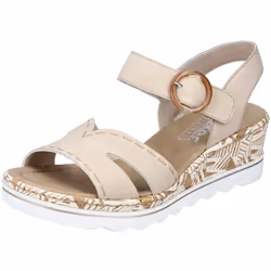 Sandales Femme - RIEKER 67173 - Talon compensé 5cm - Cuir Beige