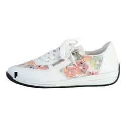 Tennis Basket Basses - RIEKER - N111 - Blanc - Cuir - Lacets - Femme