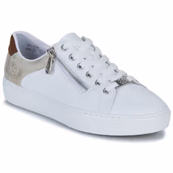 Baskets - RIEKER - Lacets et zip sur le côté - Cuir - Blanc