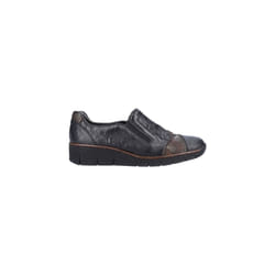Mocassins femme Rieker - Cuir noir - Talon semi-compensé 4cm