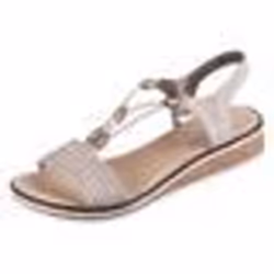 Sandale - RIEKER - Beige - Femme - Compensé - Boucle de serrage 2 cm