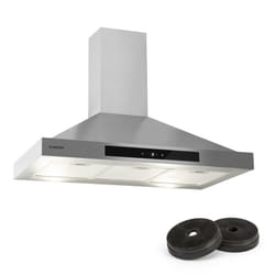 Zelda Hotte murale 90cm + 2 filtres recyclage d'air 620 m³/h gris