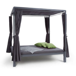 Blumfeldt - Senator Lounge - Double chaise longue de jardin, 188 x 208 x 205 cm, rembourrage 8 cm, rideaux opaques, étanche, toit ouvrant, max. 350