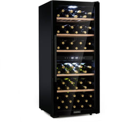 Klarstein - Cave à vin 102 bouteilles, cave de service avec étagères en bois amovibles, porte en verre, commande tactile, écran lcd, éclairage