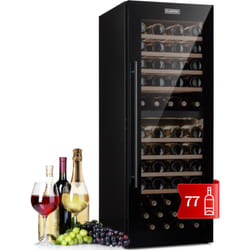 Klarstein - Cave a Vin, Réfrigérateur à Vin Double Zone avec Porte en Verre, Cave à Vin de Vieillissement, Prosecco, Bière, Ecran Tactile,