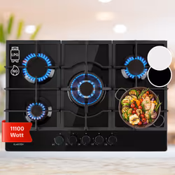 PRÉSERVE LE GOÛT DES ALIMENTS : Klarstein Ignito, cuisinière à gaz au butane à 5 brûleurs. De plus en plus de plaques de cuis ...