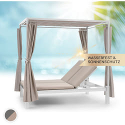 Blumfeldt - Sunbed Transat Jardin Double, Bain de Soleil, Chaise Longue Exterieur avec Dossier Inclinable Réglable, Rideaux Pares Soleil et Auvent,