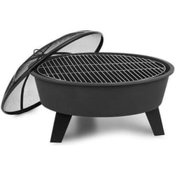 Braséro - Blumfeldt Nolana - Braséro extérieur - Ø73 cm - grill Ø64 cm - pare-étincelles & tisonnier - Braséro barbecue - Acier noir