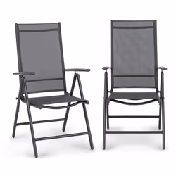 Lot de 2 chaises de jardin pliantes Blumfeldt Torremolinos - anthracite