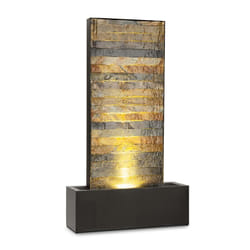 Blumfeldt - Fontaine décorative Raincastle - éclairage 12x led - Pompe 8W - Pour intérieur et extérieur - Fontaine solaire - Marron