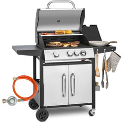 Klarstein - Barbecue Gaz Camping avec 4 Brûleurs à Gaz, Plancha au Gaz de 13.5 kW, Gril à Gaz en Acier Inoxydable, bbq Feu a Gaz, Plancha Gaz Inox,