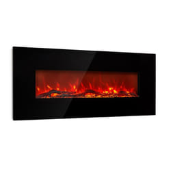 Cheminée Electrique d'Intérieur, Chauffage Electrique de 2000W, Fausse Cheminée Decorative Murale avec Effet Flamme en led, Télécommande Inclus,