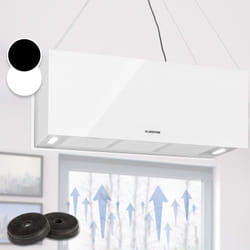 Kronleuchter xl Hotte îlot aspirante 90cm 590m³/h led classe a Blanc