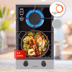 UNE CUISSON EFFICACE ET ÉCONOMIQUE : La plaque de cuisson gaz 2 feux de Klarstein est conçue pour vous permettre de cuisiner  ...