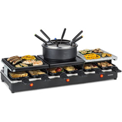 Klarstein - Fonduelette xl 3-en-1 gril à raclette & fondue pierre naturelle 1650 w 12 personnes