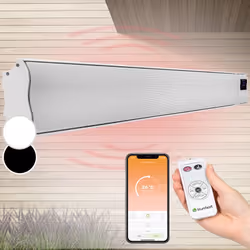 Une chaleur smart dans un design simple : le chauffage à infrarouge blumfeldt Cosmic Beam Smart 24 réchauffe de manière fiabl ...