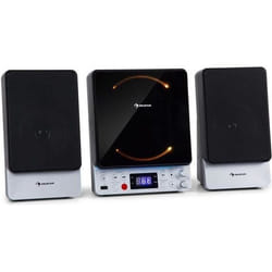Micro chaîne verticale AUNA Microstar avec lecteur CD Bluetooth USB et télécommande - Argent