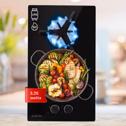 UNE CUISSON EFFICACE ET ÉCONOMIQUE : La plaque de cuisson gaz 2 feux de Klarstein est conçue pour vous permettre de cuisiner  ...