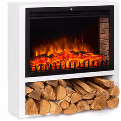 Sans feu ni fumée : cheminée électrique avec réserve de bois décorative Sans feu ni fumée : cheminée électrique avec réserve  ...