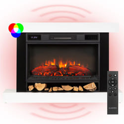 Cheminée Electrique d'Intérieur, Chauffage Electrique de 1900W, Fausse Cheminée Decorative avec Effet Flamme en led, Télécommande Inclus,