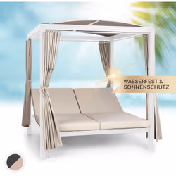 Du temps à deux : la balancelle de bronzage Blumfeldt Eremitage Double XL assure un confort maximal sur deux zones de couchag ...