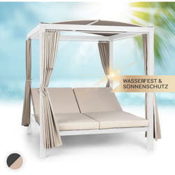 Blumfeldt - Sunbed Transat Jardin Double xl, Bain de Soleil, Chaise Longue Exterieur avec Dossier Inclinable Réglable, Rideaux Pares Soleil et
