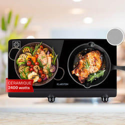 Klarstein Plaque Vitrocéramique 2 Feux Encastrable de 2400W, Plaque de Cuisson Vitrocéramique, Plaque Vitro 2 Feux, Table Vitroceramique, Cuisinière