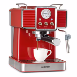 Klarstein Gusto Classico, Machine à expresso, 1,5 L, Dosette de café, Café moulu, 1350 W, Rouge
