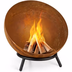 Braséro de jardin Blumfeldt Fireball Rust Ø 60 cm - Trépied - Housse de protection - Marron
