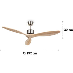Klarstein - Santa Elena ventilateur de plafond 52" 9.060m³/h 3 pales en bois véritable