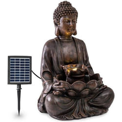 Fontaine de jardin - Blumfeldt Dharma - Fontaine sculpture/statut - Solaire - éclairage LED - Bronze